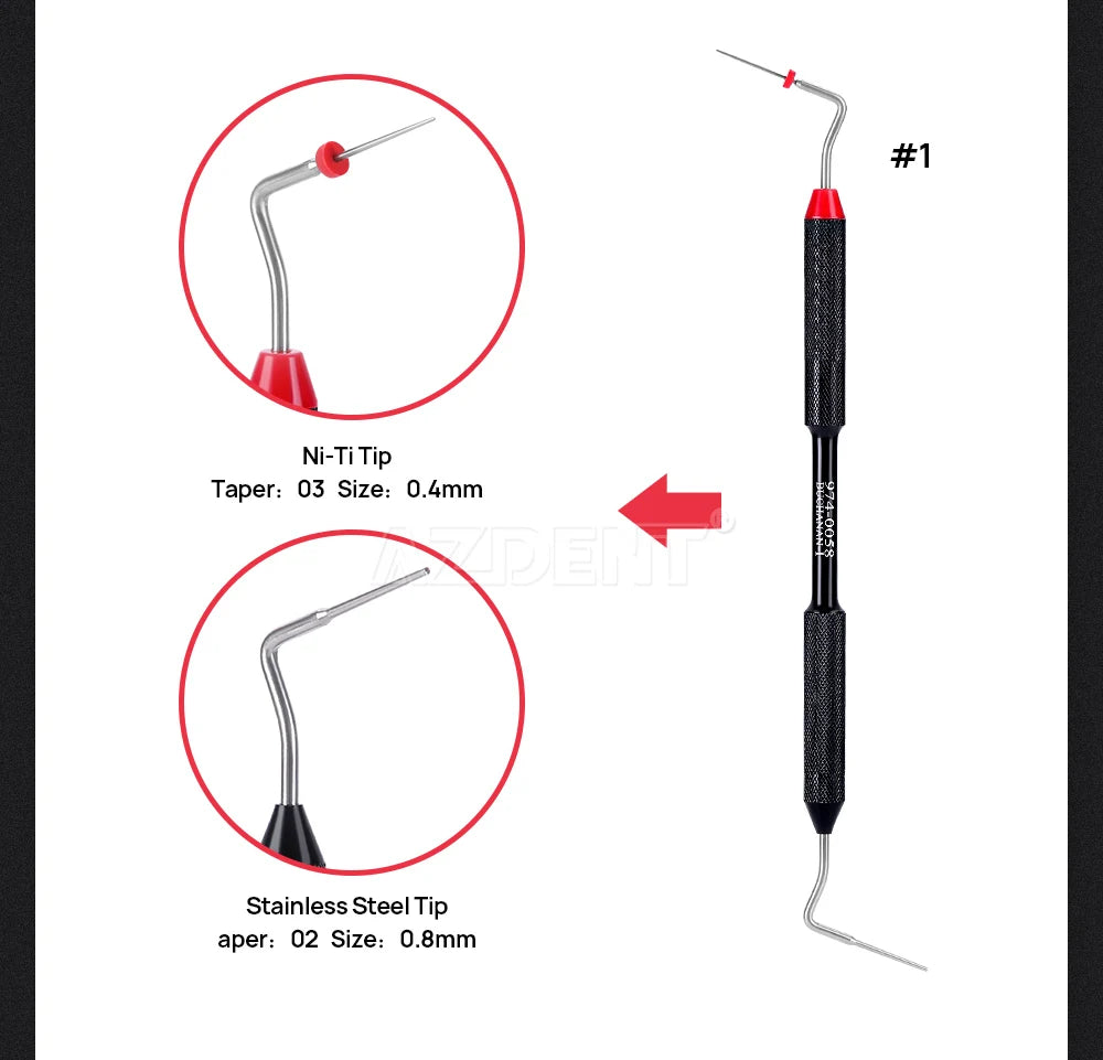 1Pcs AZDENT Dental Endo Buchanan Hand Plugger Fill Instrument NITI Tip #0 #1 #2 Endodontic Dentist Dentistry Tools