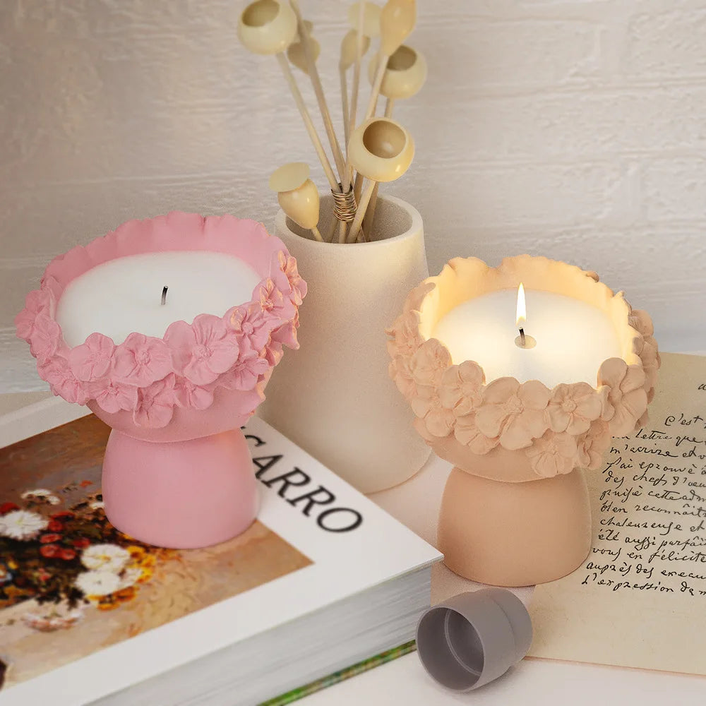 Wreath Girl Candle Cup Holder Silicone Mold Vase Garland Girl Flower Pot Gypsum Resin Epoxy Mould DIY Handmade Home Decor Gift