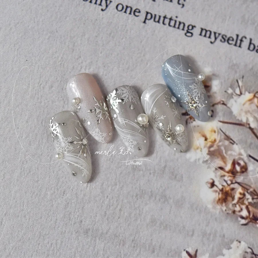 5D Laser Star Moon Snowflake Shiny Rhinestone Embossed Relief Self Adhesive Nail Art Decoration Sticker Manicure Decals