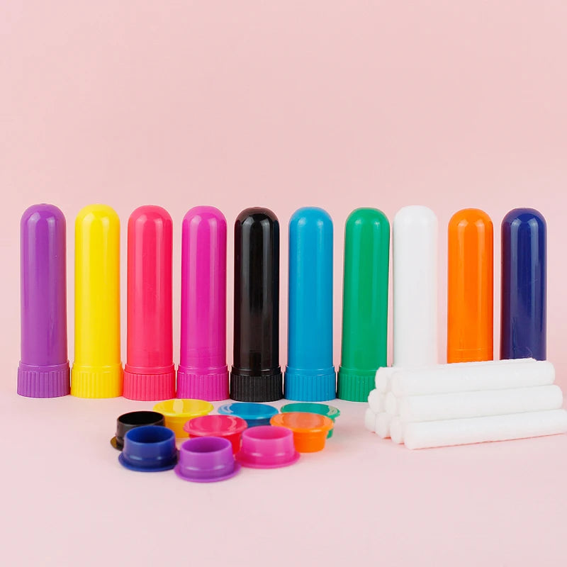 30-80 sets Colorful Plastic Nasal Inhalers Sticks Refill for Perfume with Cotton Wicks Nasal Inhaler for Essential Oil Container Viralgem Store