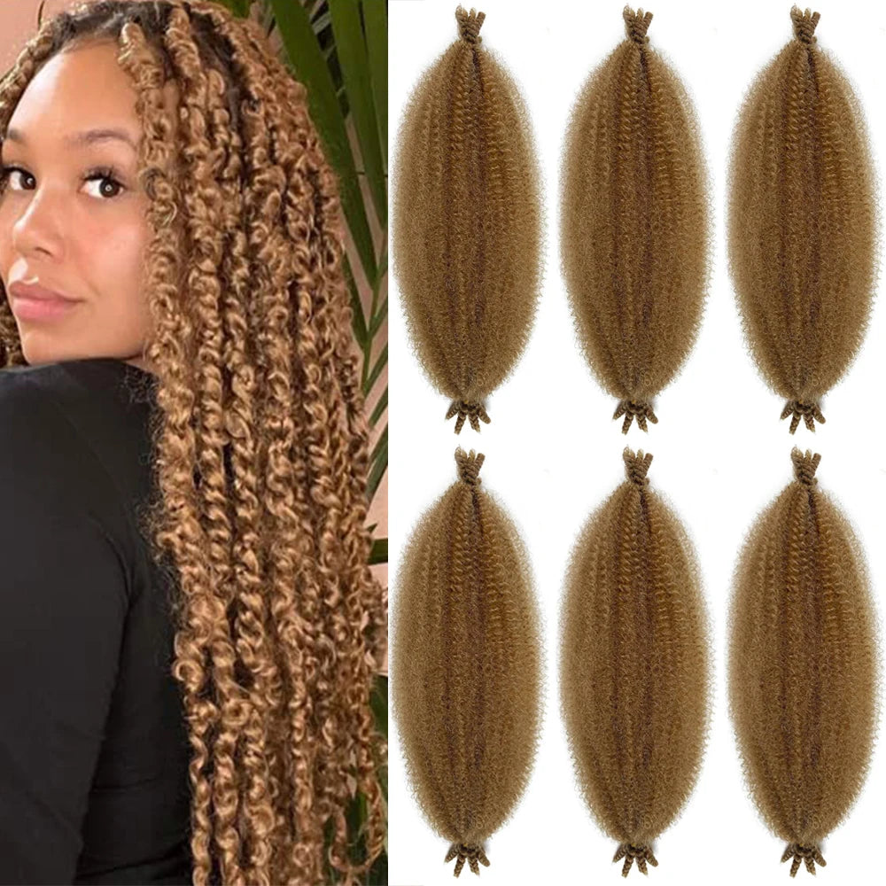 Springy Afro Twist Hair 24 Inch Synthetic Hair Extension,  Pre-Separated Marley twist Braiding Hair for Faux Locs Crochet Hair