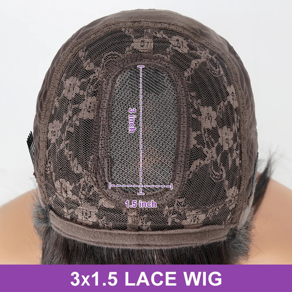 Straight Layered Cut Wigs with Bangs HD Lace Fake Scalp Synthetic Natural Layered Lace Wig For Women Glueless Heat Resistant Wig Viralgem Store