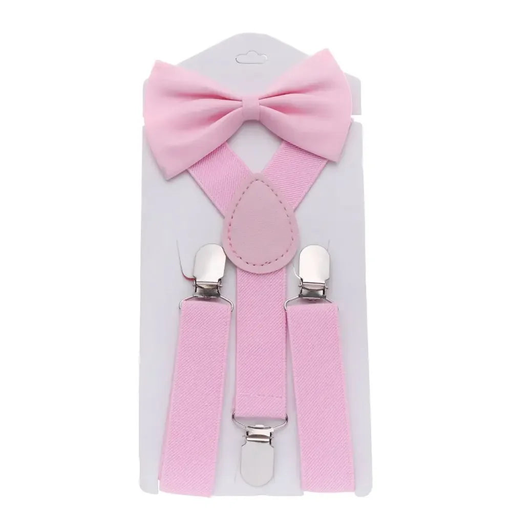 1 Pcs Elastic Suspenders with Tie New Fashion Suspenders Children Boys Girls with Bow Tie Adjustable Straps Accessories for Kids