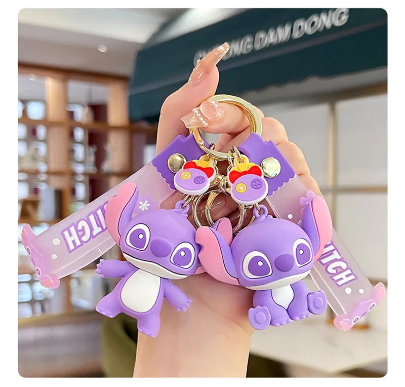 Wholesale Cartoon Anime Disney Keychain Mickey Mouse Minnie Lilo & Stitch New Keyring Key Chain Car Pendant Kids Toys Gifts