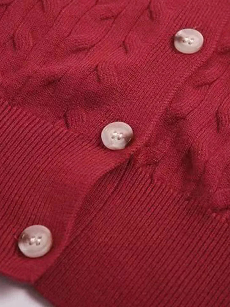 Women's Autumn And Winter Wool Sweater Version Loose Lazy Wind Short Girl Vintage Twist Button Sweater New Blouseo Female Tops