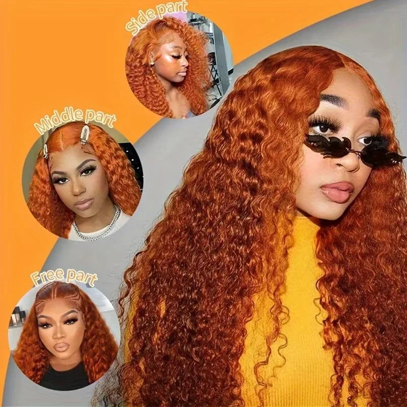 13x4 250% Density Ginger Deep Wave Lace Front Wigs Human Hair 30 Inch Wigs Human Hair HD Lace Front Wigs Human Hair Black Women Viralgem Store