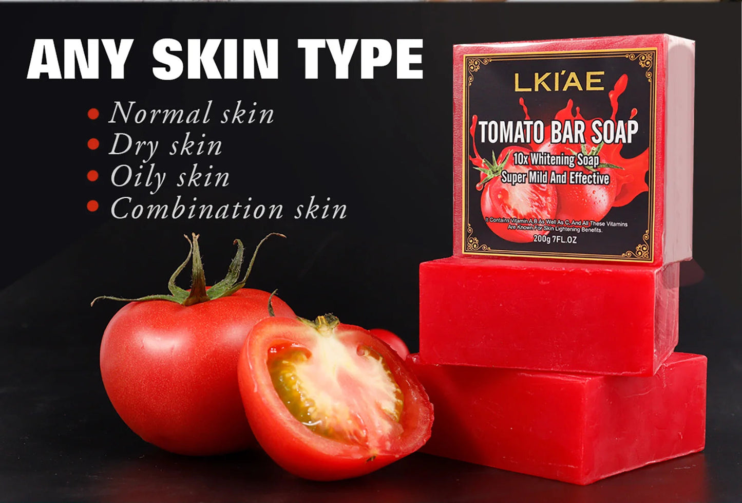 AILKE Organic Tomato Soap Bar, Lightening Skin, Deeply Clean, Exfoliate, Remove Dark Spots, Moisturizing, For Face and Body Viralgem Store