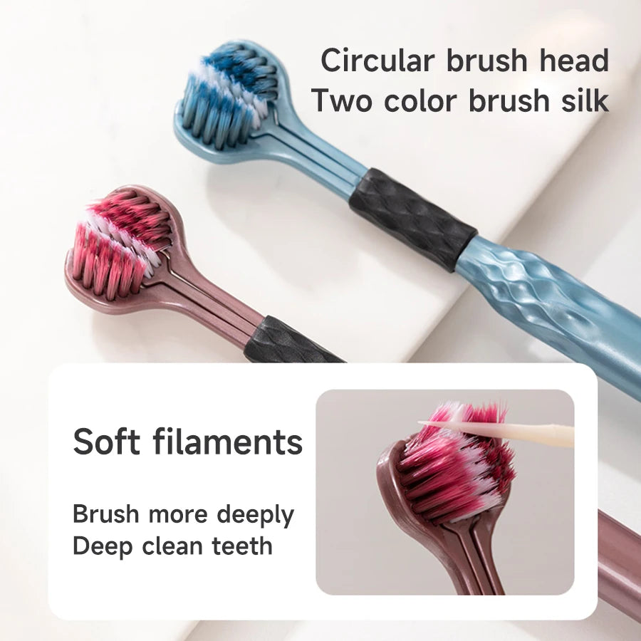 3-Sided Toothbrush for Comprehensive Cleaning | Ideal Angle Design | Raised Tongue Coating Brush | 2-Pack | Soft Bristles for Ge Viralgem Store