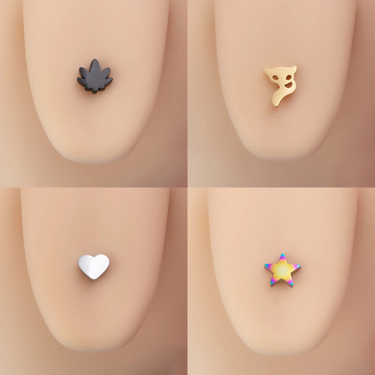 1-4pcs 14G Stainless Steel Tongue Rings Punk Straight Barbells Heart Star Maple Leaf Anchor Cross Tongue Piercing Jewelry Unisex Viralgem Store