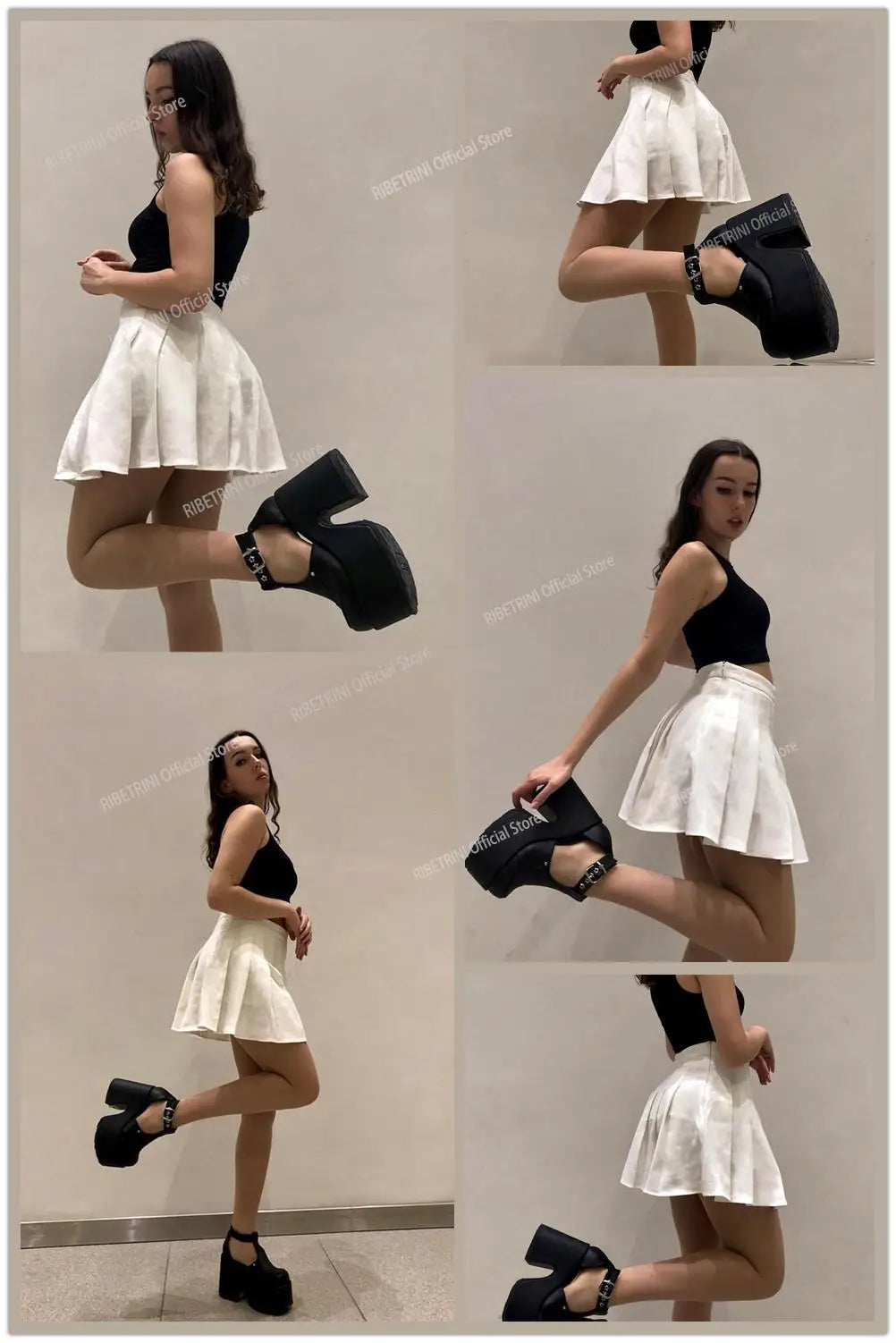 2023 Platform High Heel Cool Punk Fashion Women's High Quality Girls Goth Shoes Black Big Size 43 Cross-tied Casual Luxury Boots