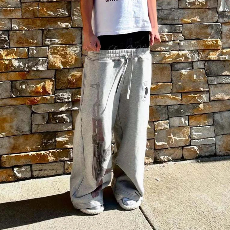 Y2K High-Waisted Printed Embroidered Street Guard Pants Spring Summer Casual Straight Leg Double Waist Design Fashionable Viralgem Store