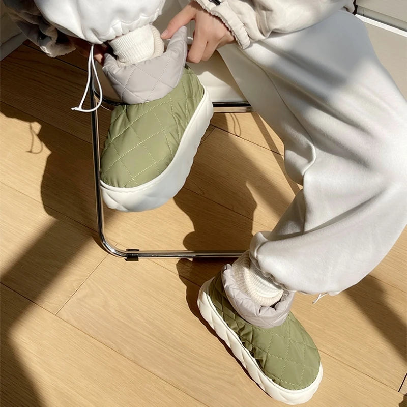 Winter Soft Women's Snow Boots Warm Snow Boots Thick Sole Bare Boots Mesh Red Couples Warm and Comfortable Winter Shoes Snow