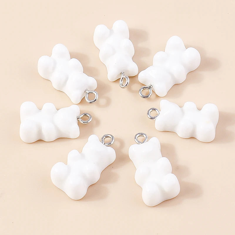 30colors 10pcs 22X11mm Candy Color Gummy Mini Bear Charms for Making Cute Earrings Pendant Necklace DIY Creative Jewelry Finding