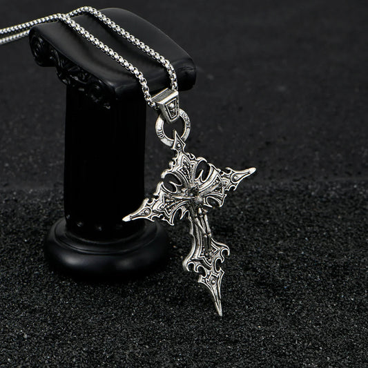 A Fashionable and Personalized Retro Gothic Nail Cross Skull Cross Pendant Necklace Halloween Necklace Viralgem Store