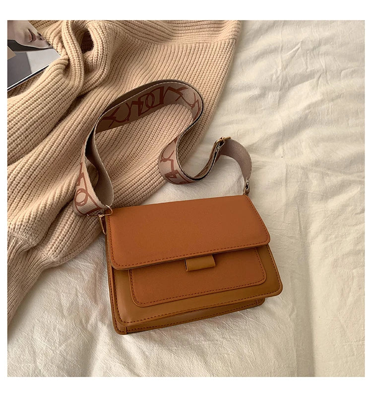 Wide Straps Shoulder Bag Flap Small Crossbody Bags for Women Simple Classic Handbags for Women Sac A Main Femme сумка женская