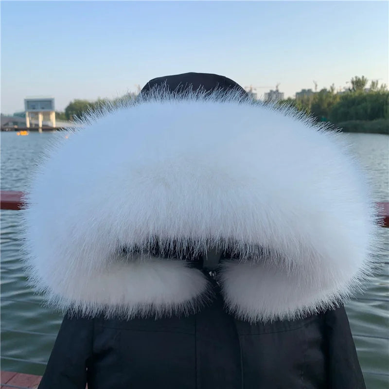 Women Faux Fox Fur Collar Shawl Furry Fur Collar For Winter Coat Hood Fur Decor Fake Fur Scarf Parkas Coat Fur Collar Scarves Viralgem Store