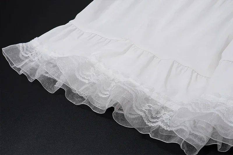 2 Piece Sets Lace Patchwork Beach Holiday Matching Set Outfits Sexy Summer Women Square Neck Crop Top and Long Skirt