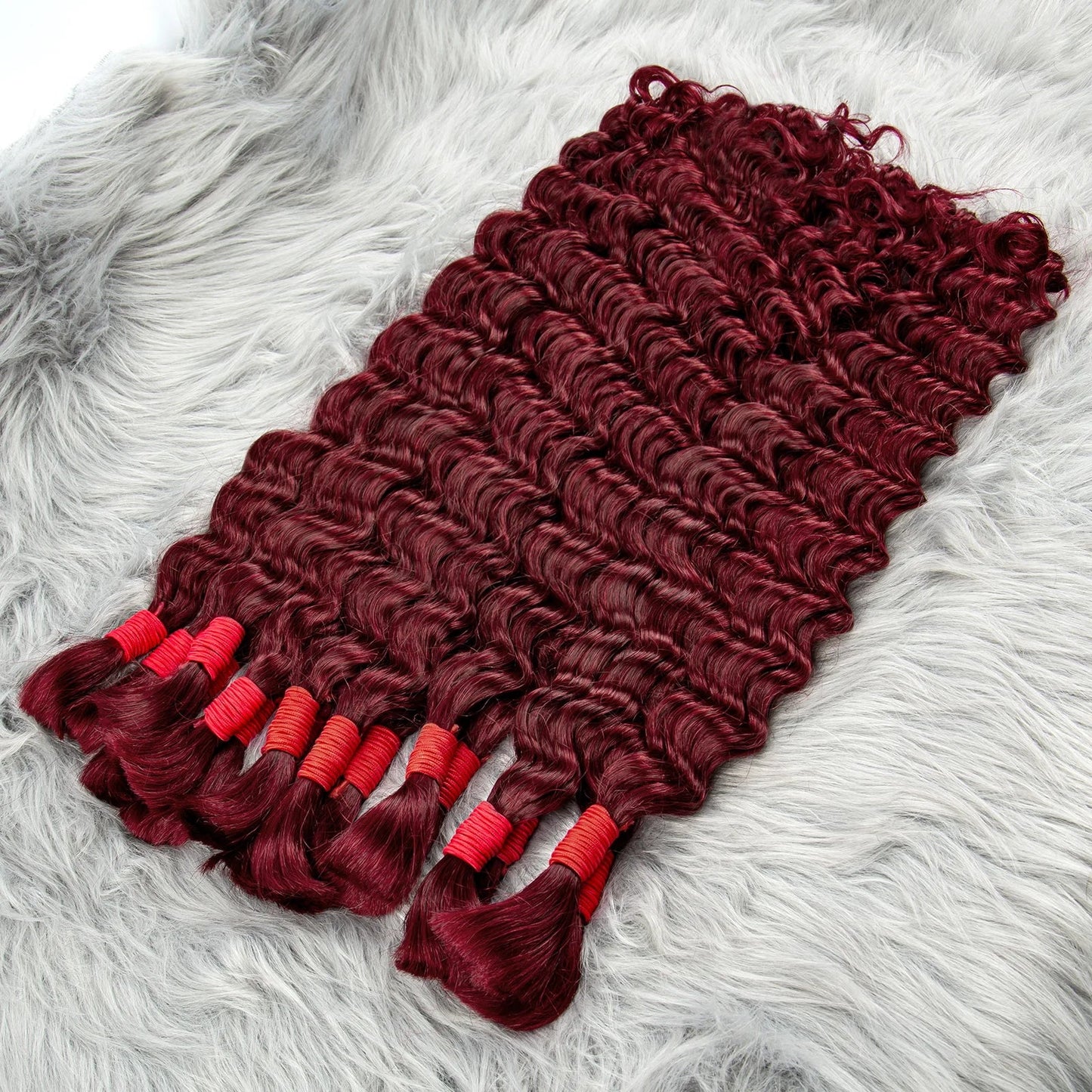 22Inch 100% Human Hair Bundle No Weft Deep Wave Curly Brazilian Virgin Hair for Boho Braid Burgundy 1 2 3 Bundles Hair for Women Viralgem Store