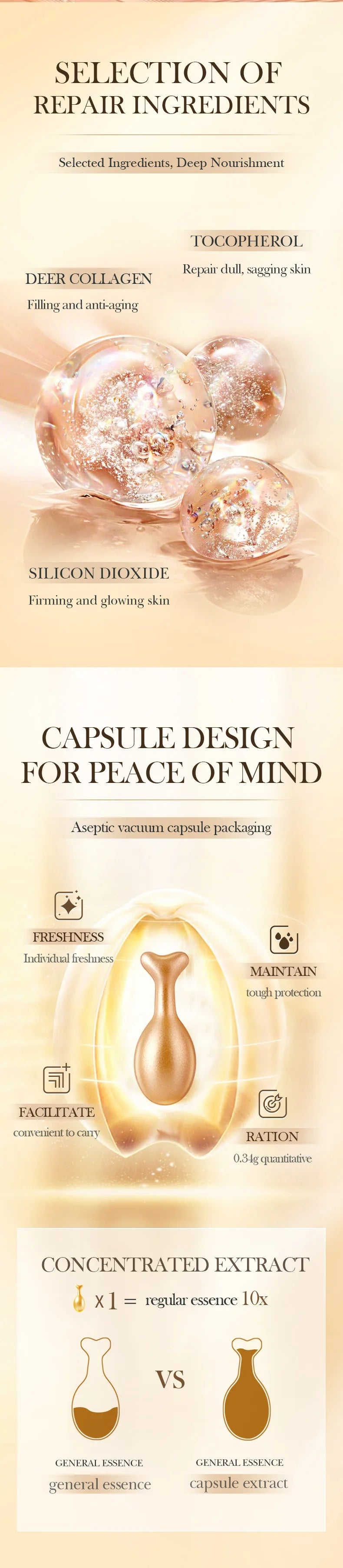 30pcs SADOER Rose Sanil Face Serum Capsule Facial Moisturizing Brightening Firming Facial Essence Beauty Face Skin Care Products