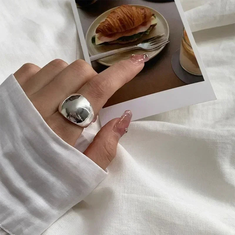925 Sterling Silve Smooth Ring for Women Gift Personality Punk Creative Adjustable Minimalism Jewelry Dropshipping