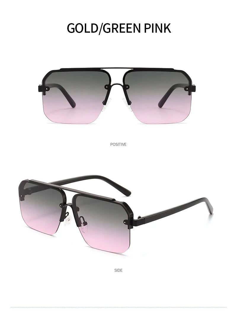 2024 New Square Frame Sunglasses Europe And The United States Fashion Sunglasses Men And Women Half Frame Sunglasses