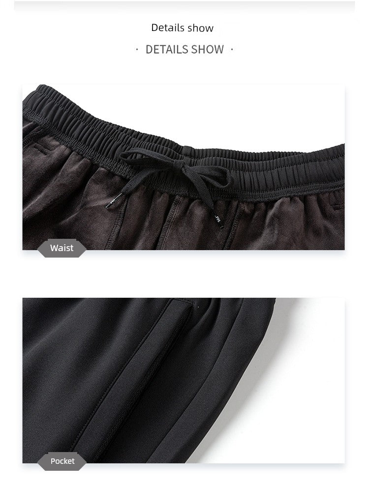 361 Degrees Men Cashmere-Lining Trousers Open Stretch New 2024 Winter Plaid 361 Men's Heattech Straight-leg Casual Pants