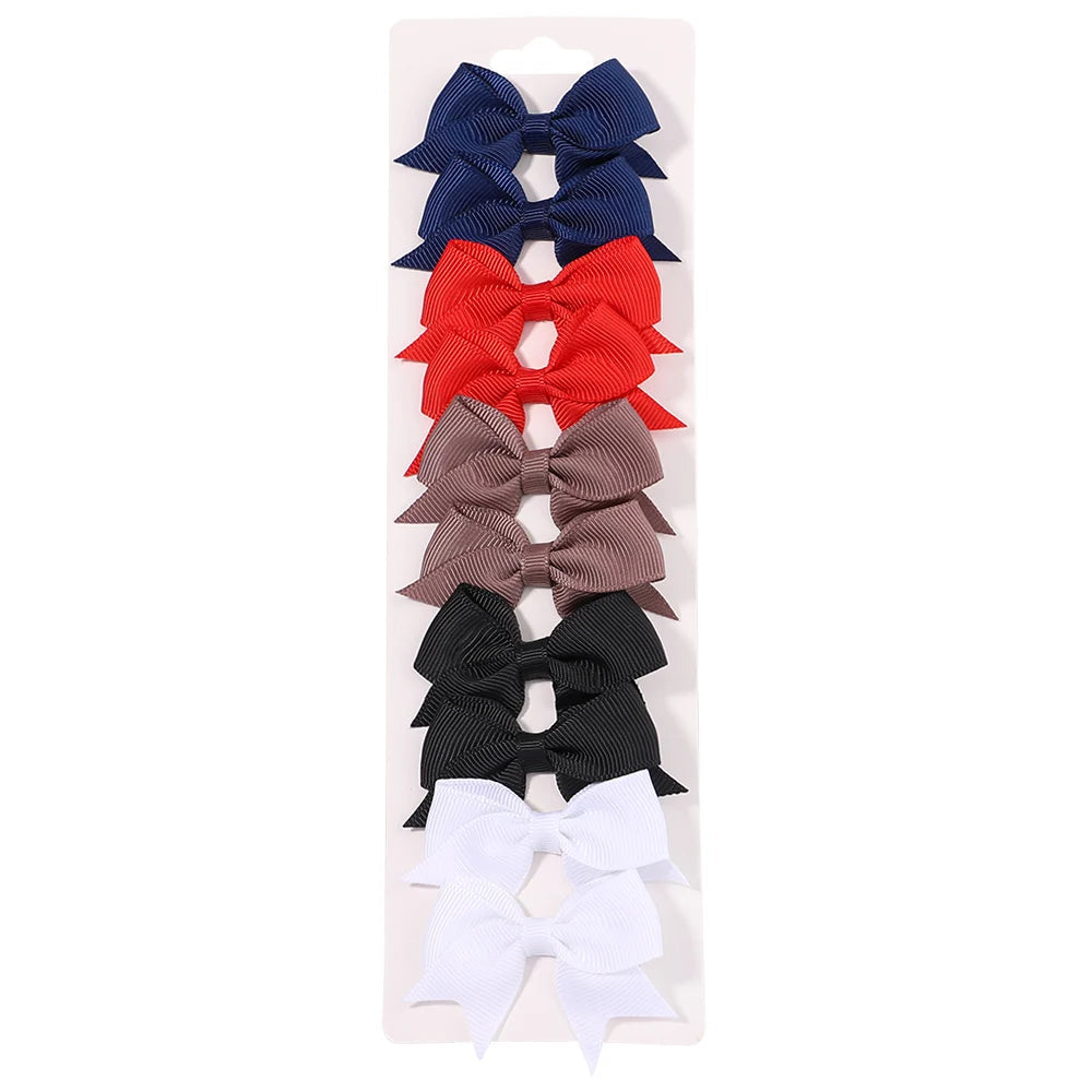 10Pcs/Set Solid Color Kids Bows Hair Clips for Baby Girls Handmade Ribbon Bowknot Hairpin Barrettes New Year Hair Accessories Viralgem Store