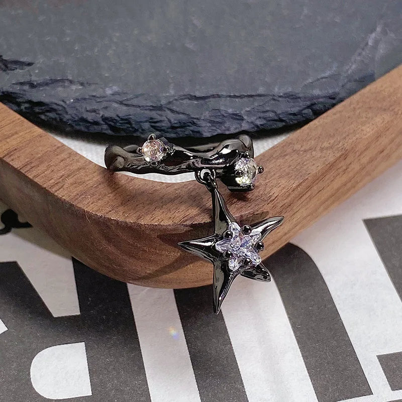 2025 Dark Gothic Irregular Zircon Adjustable Unisex Ring