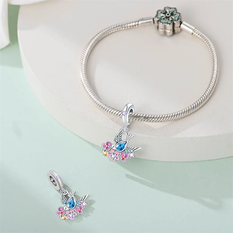 100% 925 Silver Parrot Hummingbird Owl Birds Fashion Design Charms Beads 3mm DIY Fine Jewelry Gifts Making Viralgem Store