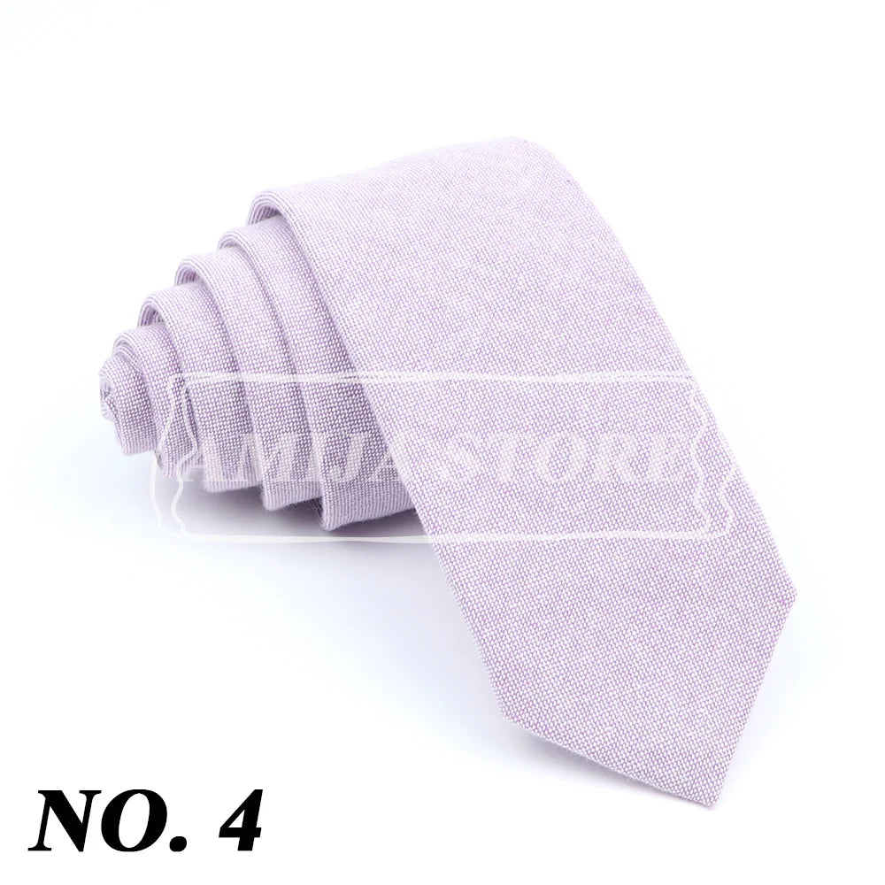 Wed Cotton Tie Solid Color Necktie For Man Woman Blue Pink Yellow Skinny Slim Ties Fashion Wedding Party Gifts Men Accessories