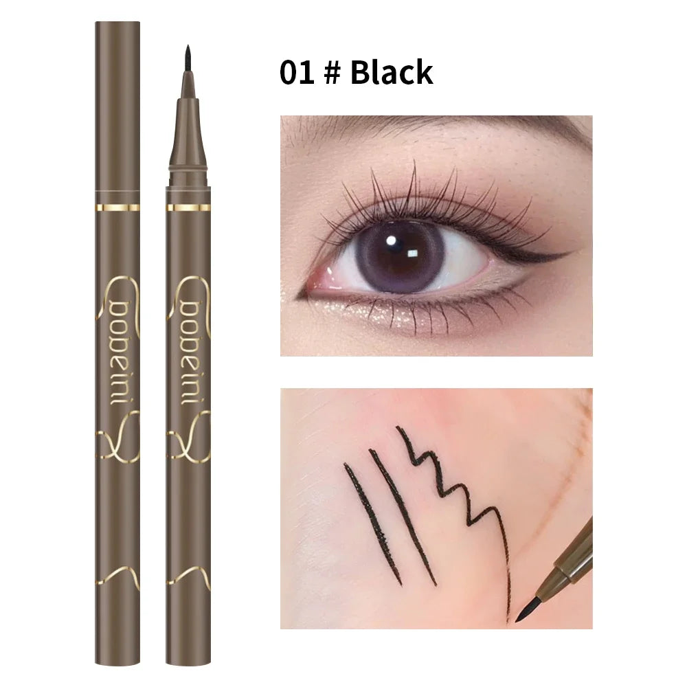 Waterproof Quick Dry Liquid Eyeliner Pen Lasting Lying Silkworm Eyeliner Pencil Ultra-fine Matte Black Brown Beauty Eyes Makeup