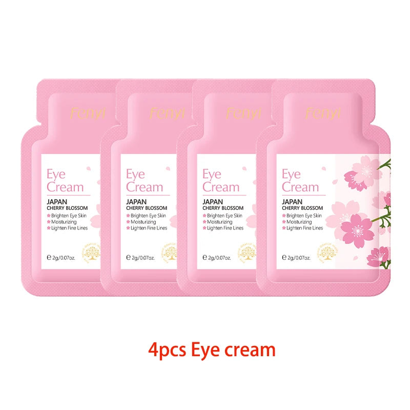 4pcs Skincare Sets Sakura Cleanser Face Cream Toner Eye Cream Deep Cleansing Moisturizer Oil Control Skin Care Kit Travel Outfit