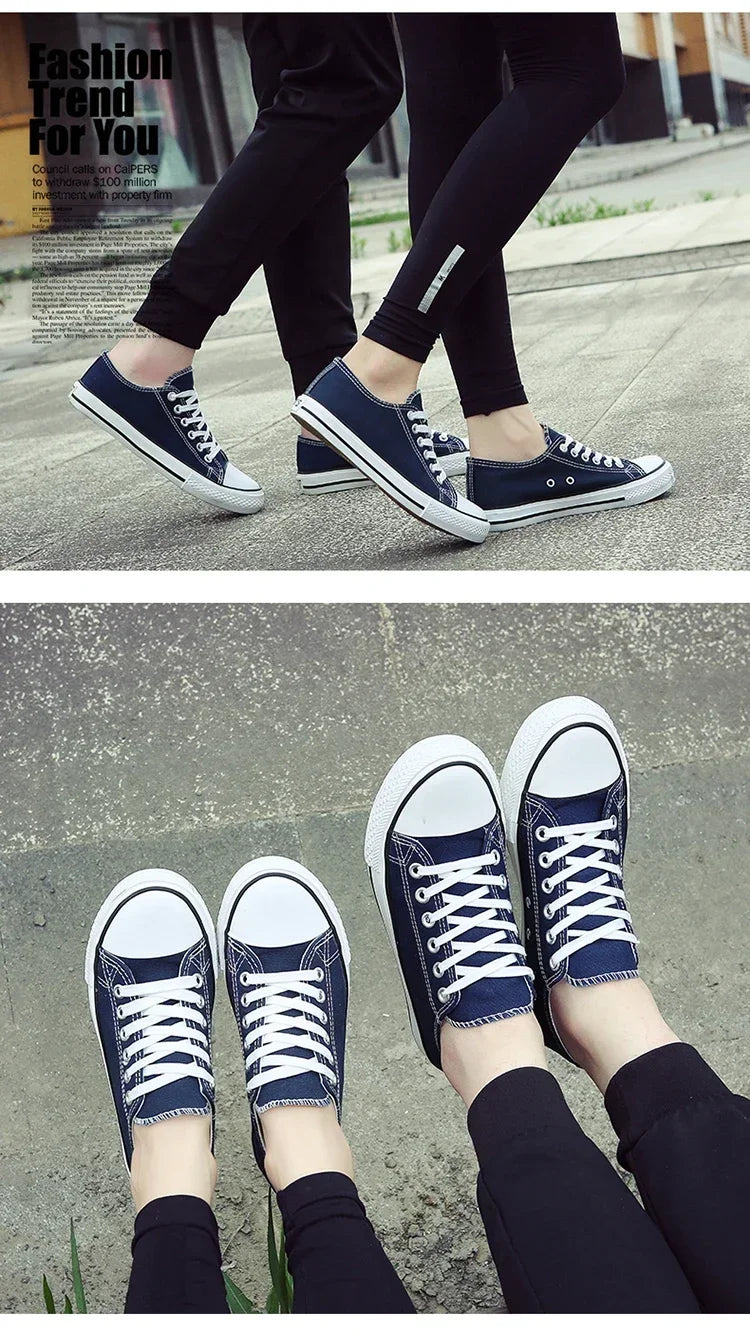 Student Running Solid ShoesWomen Vulcanized Ladies Lace-up Casual Breathable Walking Canvas Sneakers Spring Summer New Style Men