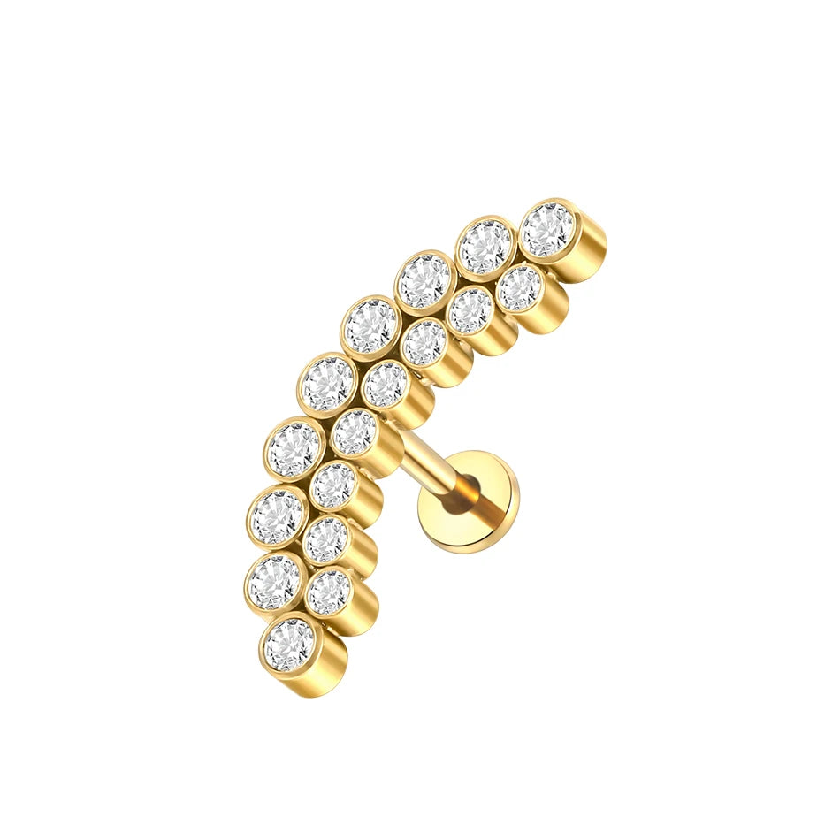 1pcs Titanium Cubic Zirconia Bee Flower Stud Earring Helix Tragus Daith Piercing Hinged Segment Hoop Body Jewelry Viralgem Store