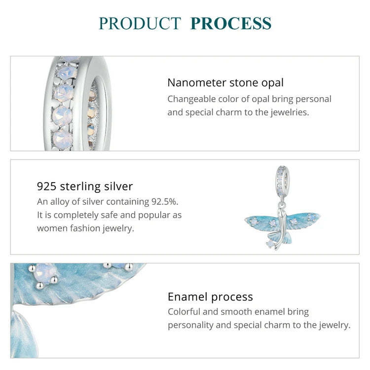 WOSTU 925 Sterling Silver Magical Flying Fish Pendants Blue Ocean Whale Bead Fit Original Bracelet DIY Charms Jewelry Making