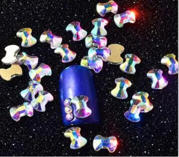 100pcs AB clear Rhinestone 4-10mm Nail Art Shape Top Crystal AB Czech Crystal Rhinestone Flatback Elongated Glass Stones ZZ15244