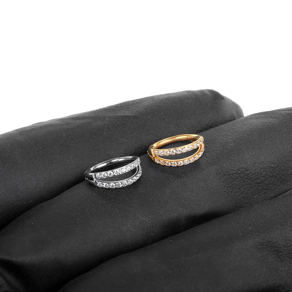 1pcs Titanium Cubic Zirconia Bee Flower Stud Earring Helix Tragus Daith Piercing Hinged Segment Hoop Body Jewelry Viralgem Store