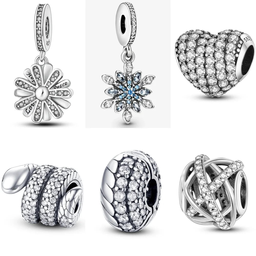 925 Sterling Silver Minimalist Heart Shapes Series Charms Beads Fit Original Fine Bracelets S925 DIY Jewelry Gifts Accessory