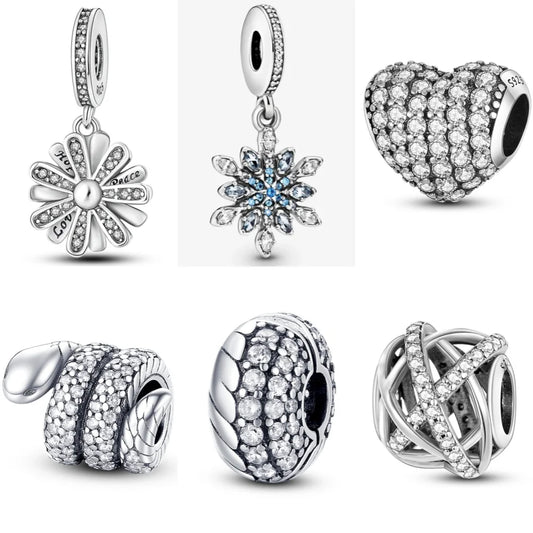 925 Sterling Silver Minimalist Heart Shapes Series Charms Beads Fit Original Fine Bracelets S925 DIY Jewelry Gifts Accessory