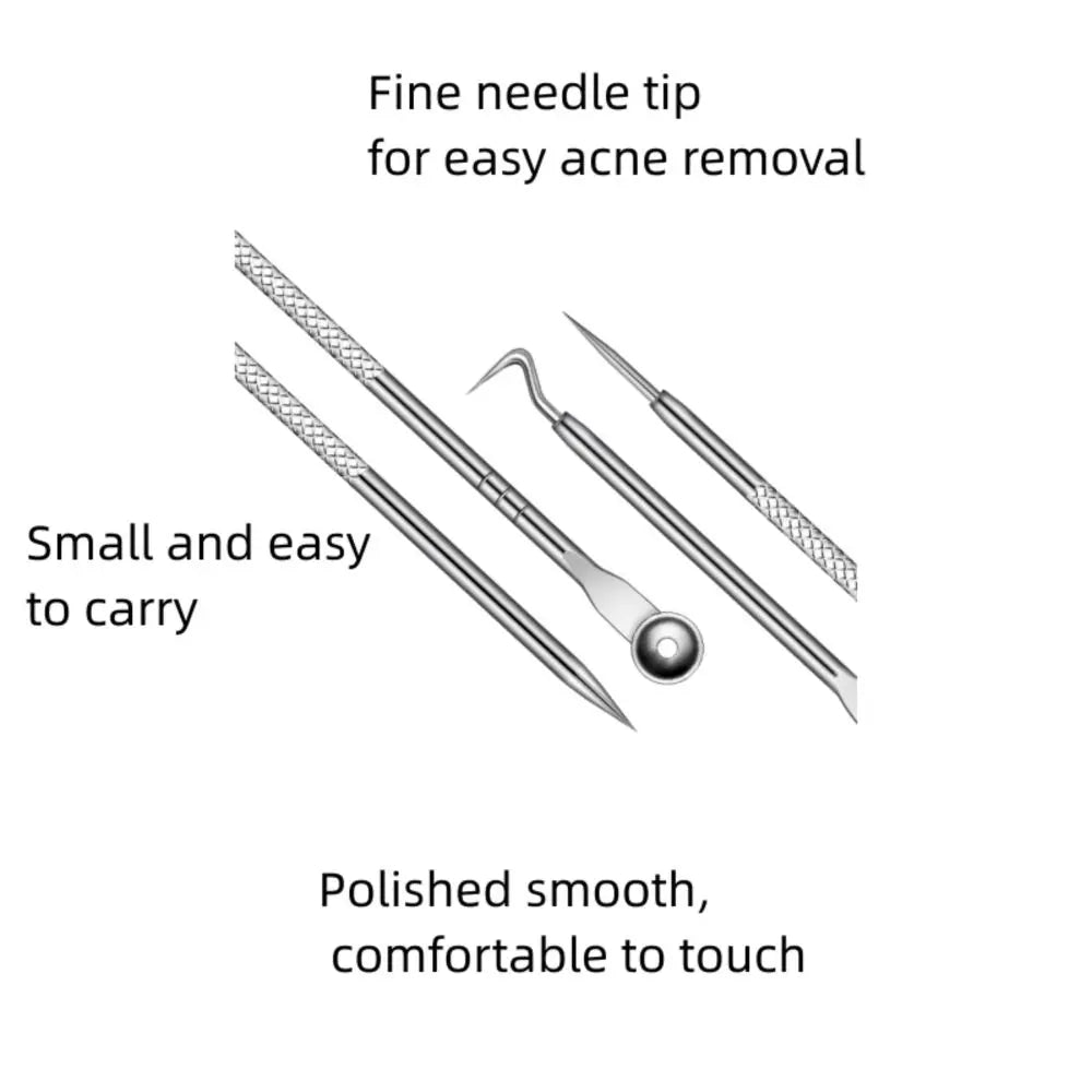 4PCS Blackhead Remover Acne Needle Tools Set Face Cleaning Black Dots Pimple Comedone Extractor Pore Cleaner Skin Care Products Viralgem Store