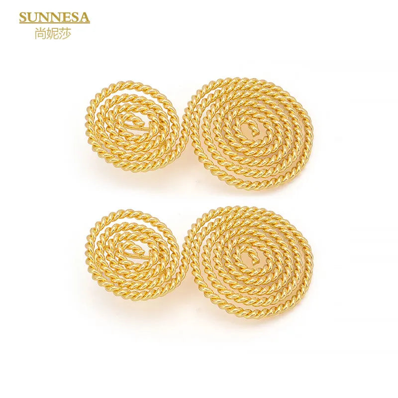 SUNNESA Braid Design Gold Color Drop Earrings Elegant Dubai Big Earrings for Women Italian 18k Gold Plated African Jewelry Viralgem Store