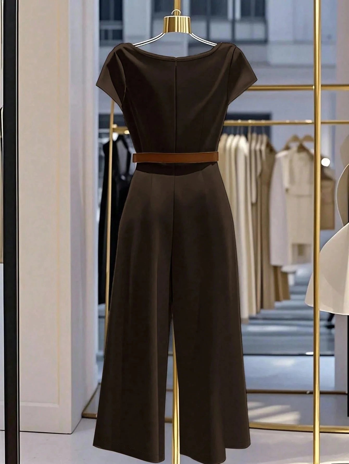 Elegant European and American style satin jumpsuit with pile collar and wide legs for women Viralgem Store