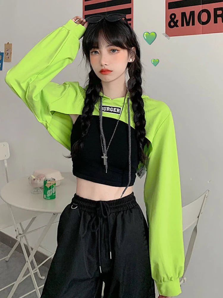 With Hat Hoodies Women Basic Design Young Korean Fashion Mujer All-match Teens Simple Cool Loose Y2k Cozy Street Wear Popular