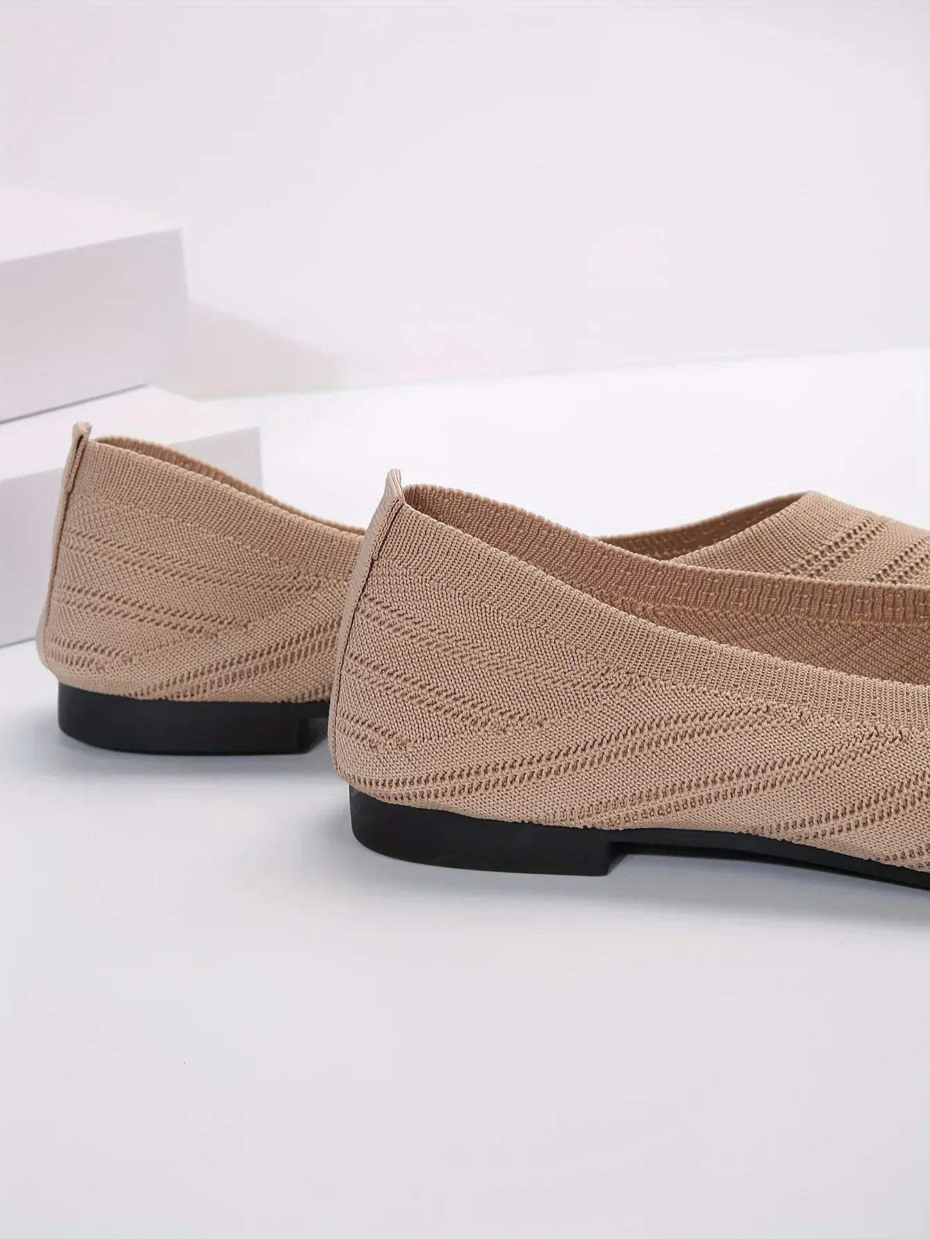 Women's Pointed Toe Flat Shoes Solid Color Knitted Slip on Shoes Casual Breathable Ballet Flats Women Flat Shoes Loafers Women Viralgem Store