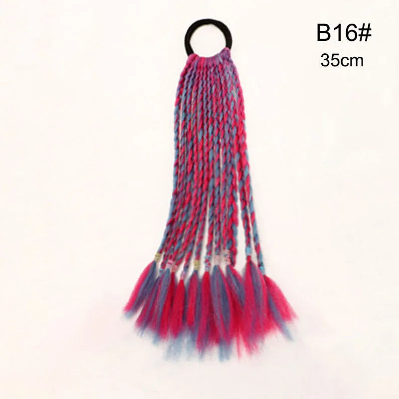 35cm Girl Thicker Wig Ponytail Hair Ropes Kids Twist Braid Rope Headdress Hair Braider Elastic Hair Band Rubber Hair Accessories Viralgem Store