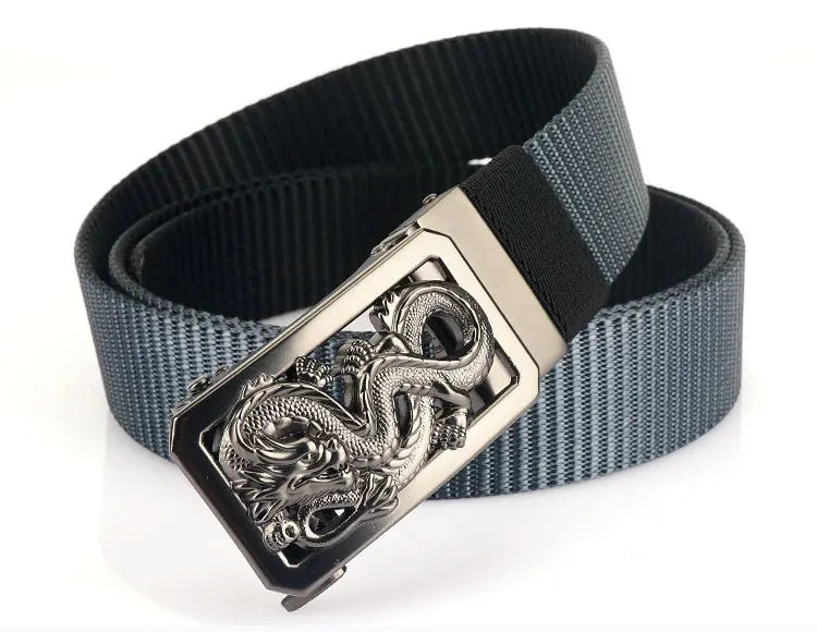 SupSindy New Man Double-sided Nylon Belt Dragon Rotate Metal Automatic Buckle Canvas Belts for Men Jeans Waistband Bicolor Strap Viralgem Store