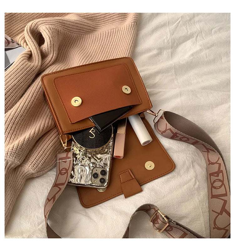 Wide Straps Shoulder Bag Flap Small Crossbody Bags for Women Simple Classic Handbags for Women Sac A Main Femme сумка женская