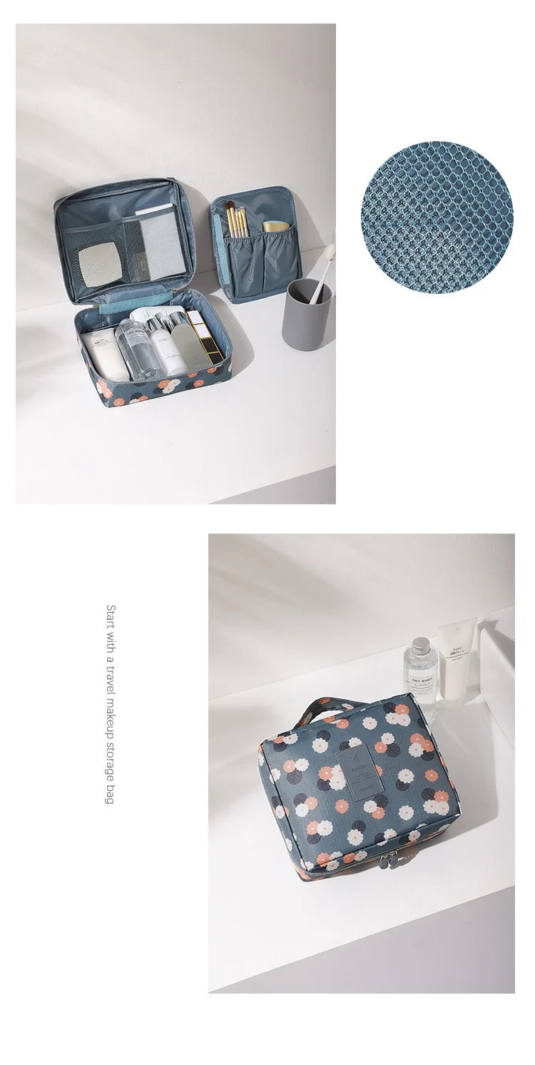 Travel Organizer Women Portable Toiletries Organizer Cosmetic Bag Girls Multiple Compartments Waterproof Make Up Storage