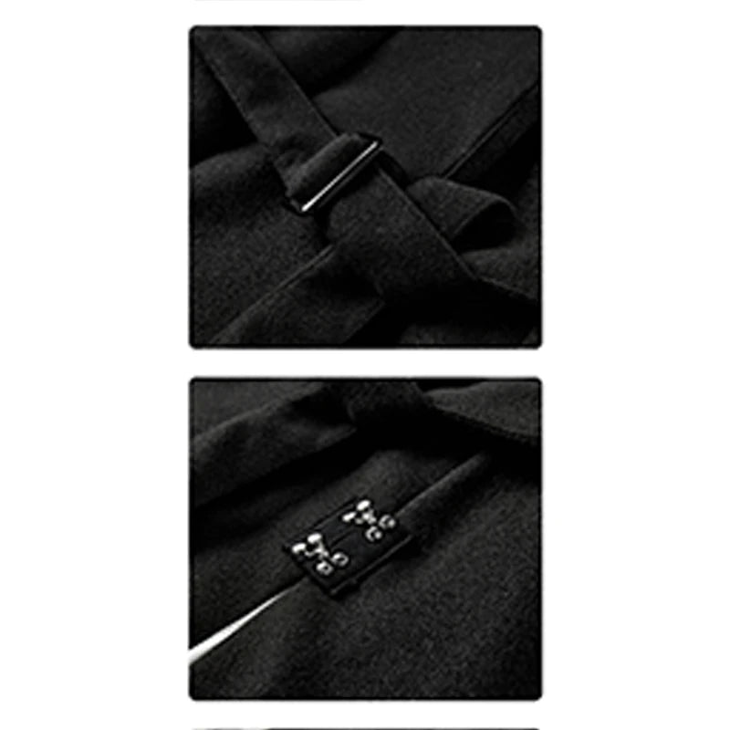 Women Black Gothic Blazer Elegant Vintage 90s Fashion Coat with Belt Y2k Suit Jacket Harajuku Long Sleeve Outwear 2000s Clothes Viralgem Store