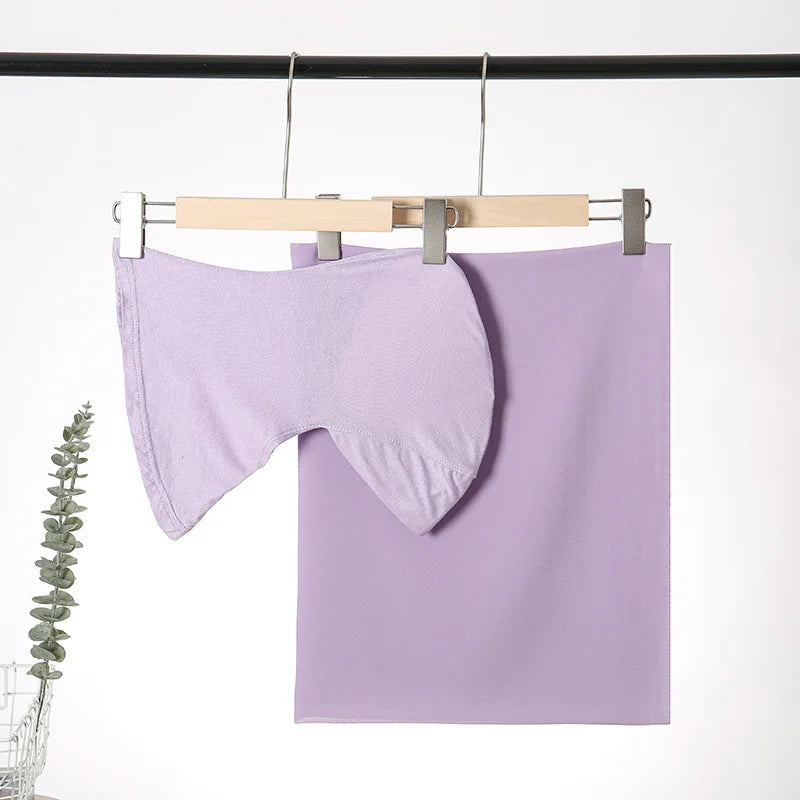 2pcs/set Solid Color Chiffon Hijab Thin Breathable Turban Long Head Scarf With Neck Base Hat For Women Casual Outdoor Viralgem Store